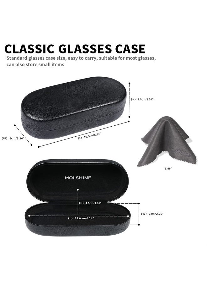 molshine - Hard Shell Sunglasses Case, Classic Large Glasses Case for Women Men, Sunglass Eyeglasses (Black) - Image 1