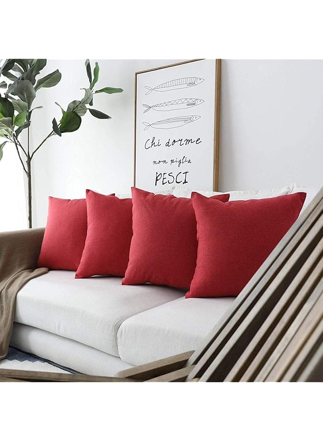 إيروريكس وسادة كتانية مزخرفة محشوة 45×45 سم، لون أحمر Dc8025102570405 - Image 4