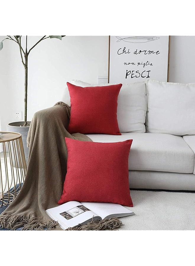 إيروريكس وسادة كتانية مزخرفة محشوة 45×45 سم، لون أحمر Dc8025102570405 - Image 3