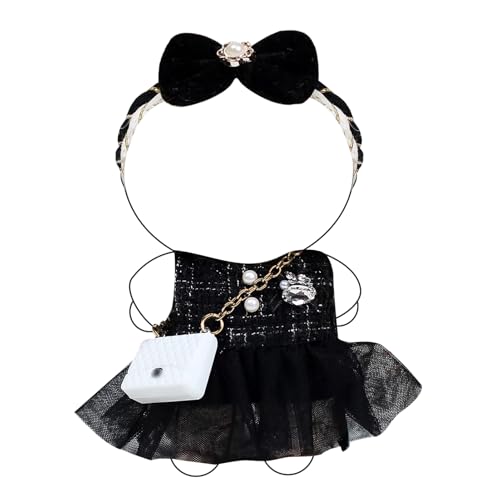 TanAndLin LBB Doll Clothes Elegance in Motion Outfit for 17cm LBB Black Sleeveless Sheer Dress Black Bow Headpiece and White Mini Bag Doll Not Included - Image 1