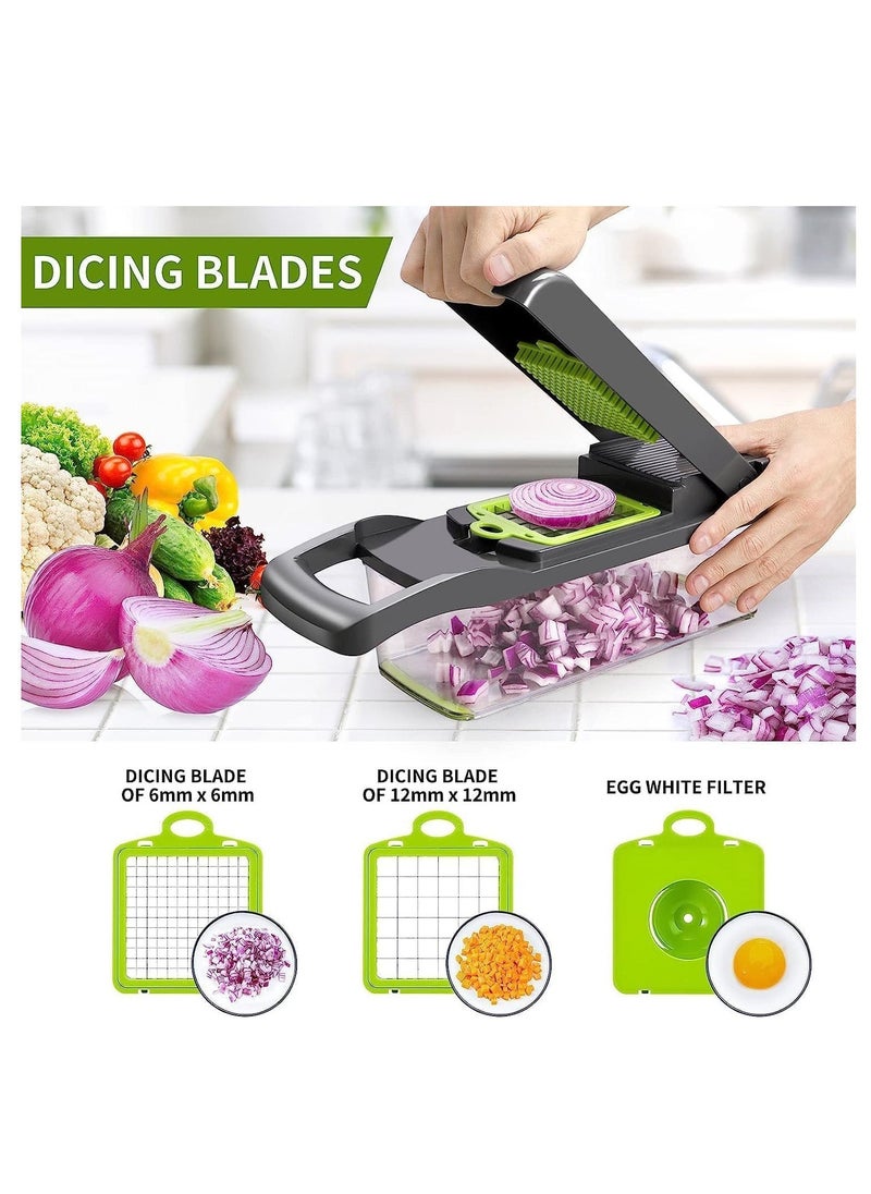 JAJEEK NEW Vegetable Chopper, Multifunctional 13-in-1 Food Chopper, Onion Chopper, Vegetable Slicer, Cutter, Dicer, Veggie Chopper with 8 Blades, Colander Basket, Container for Salad, Potato, Carrot - Image 4