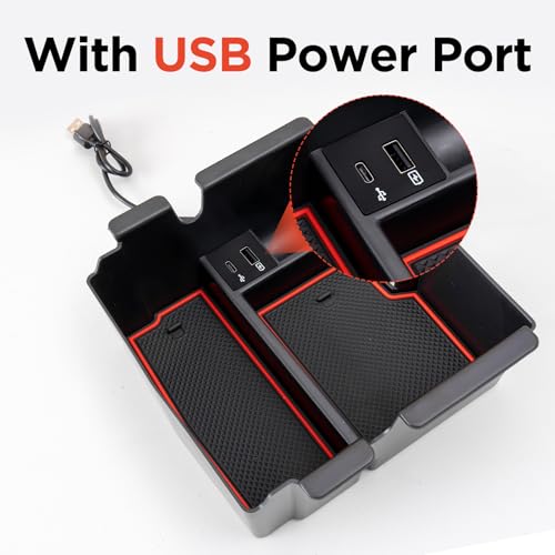 DrCarNow Upgrade Center Console Organizer Tray for Jeep Wrangler JL/JLU 2018-2026 with USB Power Port, Custom Fit for Jeep Gladiator JT Truck 2020-2026 Insert Armrest Tray Accessories (Not for JK/JKU) - Image 3