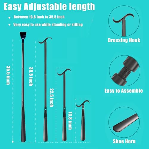JFMkaer Sock Aid Device for Seniors Kit (Sock Aide and Dressing Stick) - Sock Helpers to Put on Your Socks No Bending - 35" Adjustable Extended Shoe Horn & Sock Puller Aid Easy On and Off - Image 5