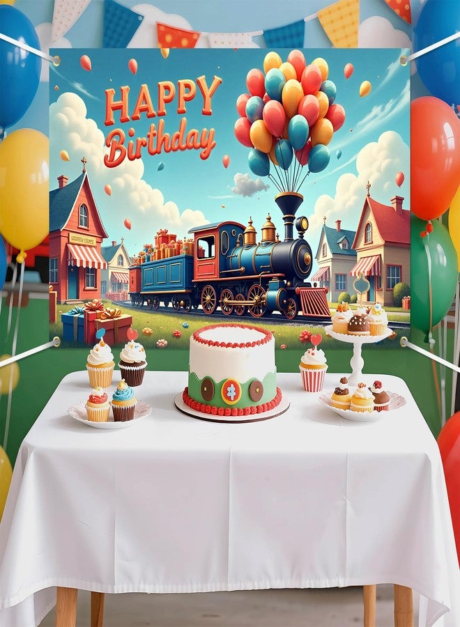 Wayyogh Train Happy Birthday Party Decorations Banner Traffic Train Backdrop Photography Background for Boys Girls Kids Birthday Party Newborn Baby Shower Train Themed Party Favor Supplies Photo Props - Image 5