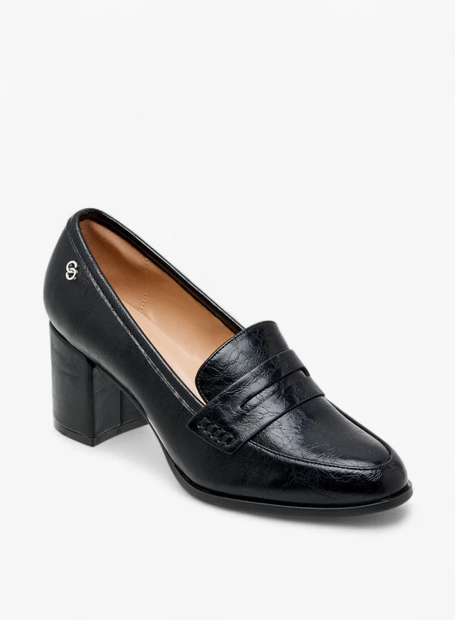 Celeste Women's Textured Slip-On Loafers with Block Heels