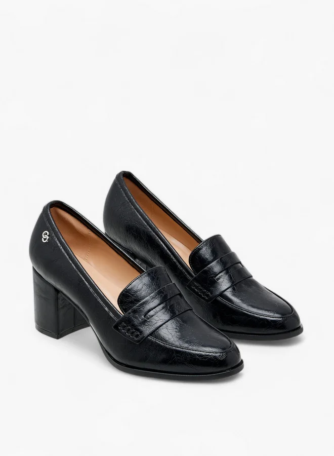 Celeste Women's Textured Slip-On Loafers with Block Heels