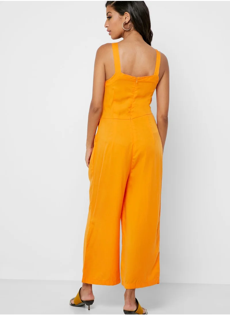 Reserved Button Detail Cami Jumpsuit