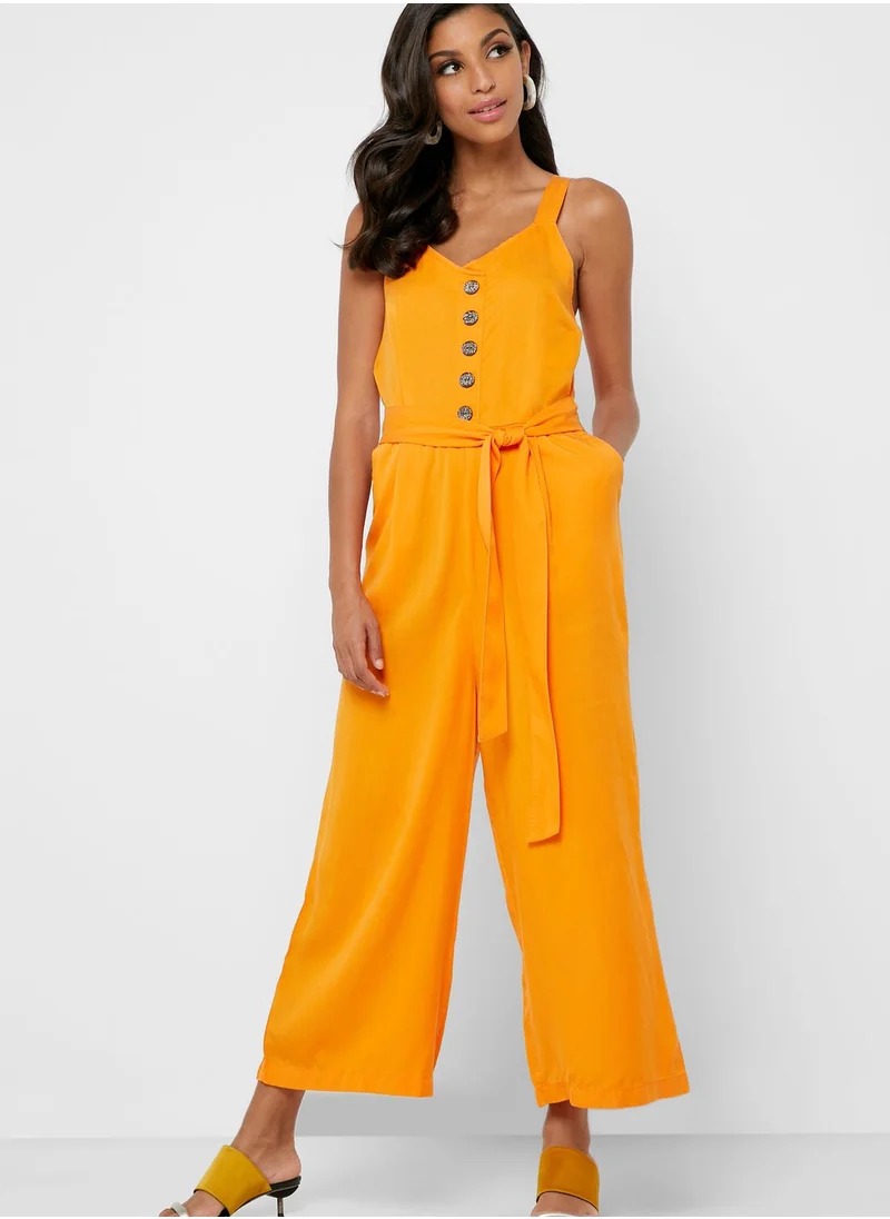 Reserved Button Detail Cami Jumpsuit