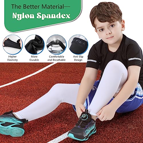 Newbyinn Kid Leg Sleeve 2 Pairs, Long Compression Leg Sleeve for Youth Boy Girl Basketball Soccer Football - Image 3