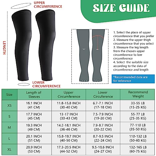 Newbyinn Kid Leg Sleeve 2 Pairs, Long Compression Leg Sleeve for Youth Boy Girl Basketball Soccer Football - Image 2