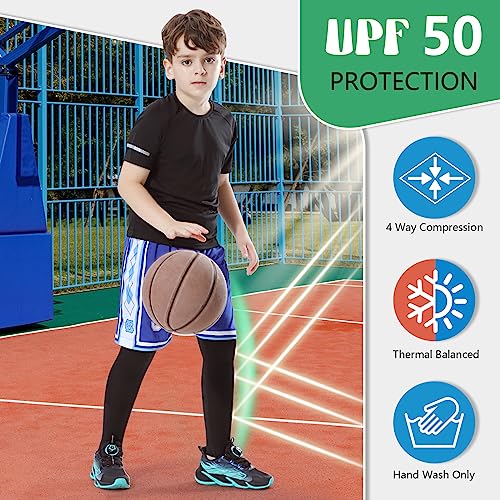 Newbyinn Kid Leg Sleeve 2 Pairs, Long Compression Leg Sleeve for Youth Boy Girl Basketball Soccer Football - Image 4