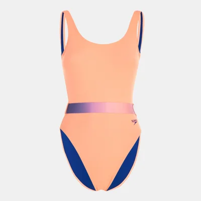 speedo Women's Belted Deep U-Back One-Piece Swimsuit