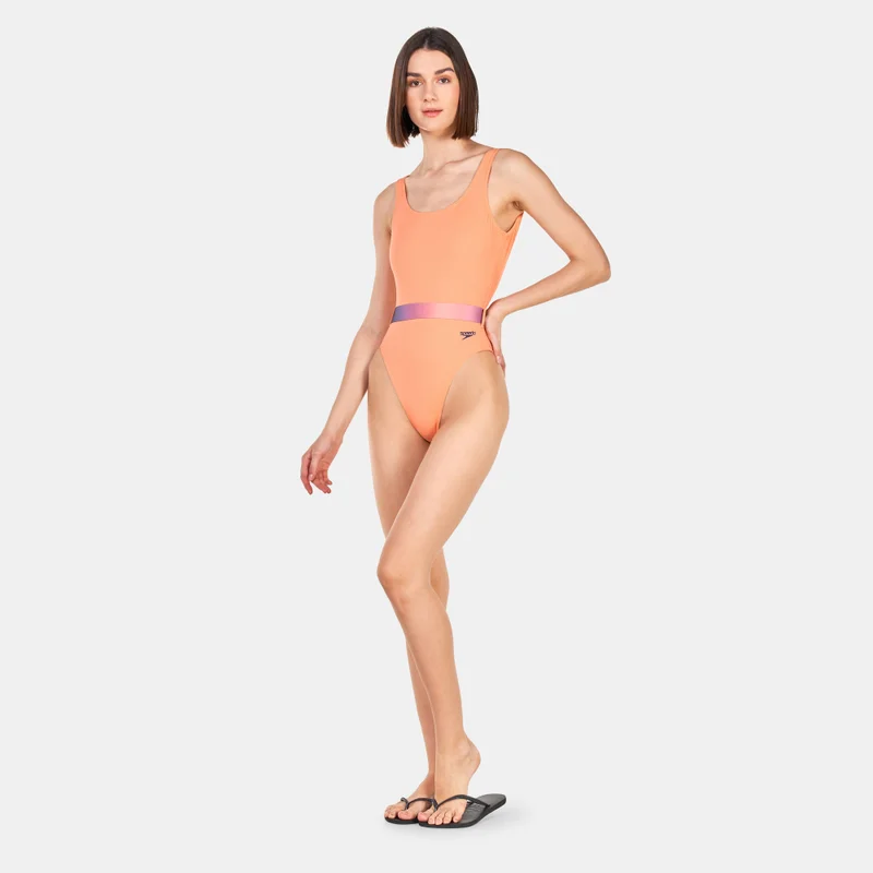 speedo Women's Belted Deep U-Back One-Piece Swimsuit