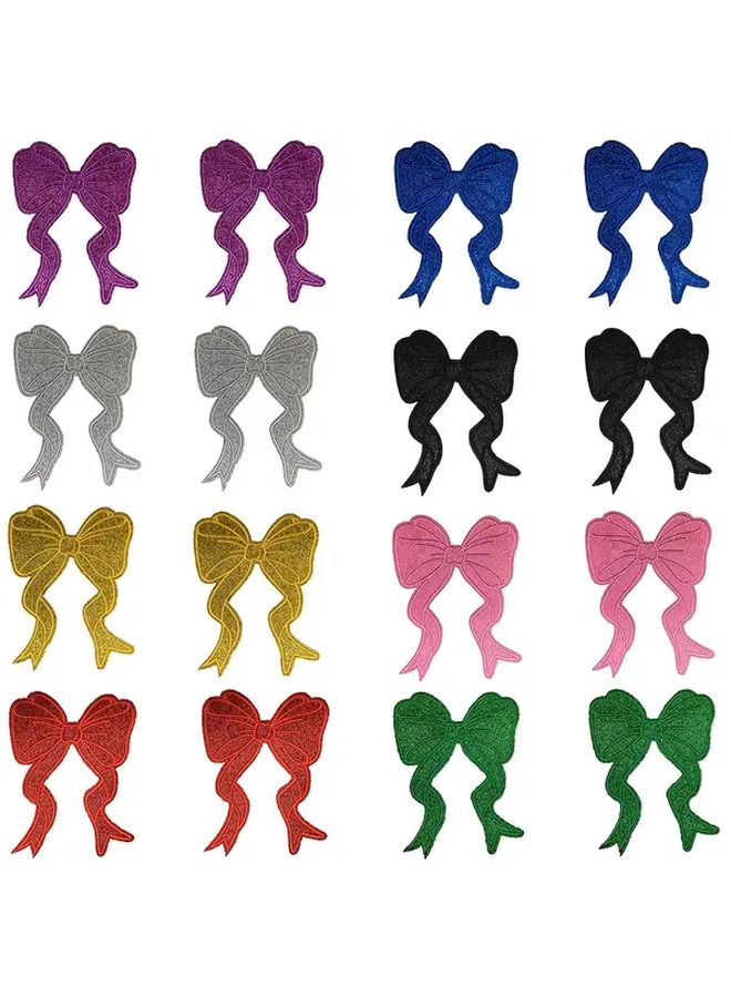 Golden Yellow Iron On Sew On Bow Applique No Sew Patches Heat Activated Adhesive Color Coded DIY Badge For Jacket Bag Hat Clothing Accessories - Image 3