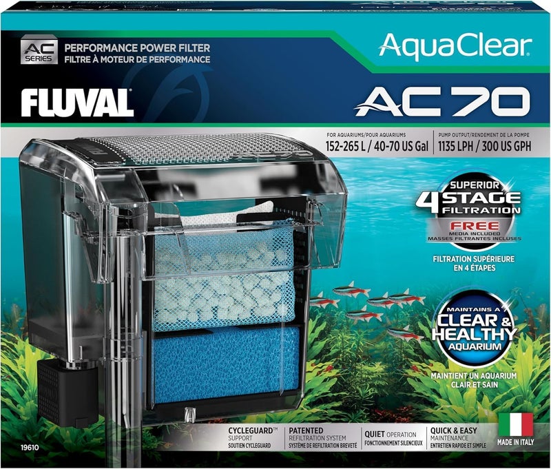 Aquaclear 70 Power Filter, Fish Tank Filter for 40- to 70-Gallon Aquariums, Black - Image 1