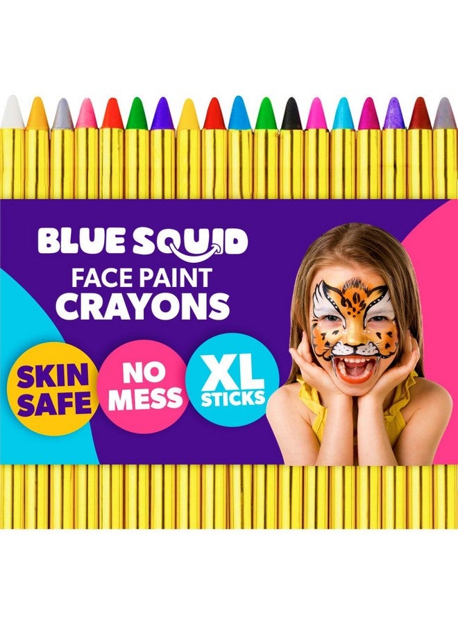 Blue Squid Face Paint Crayons for Kids - 18pcs XL Non-Toxic, Washable Body Paint Crayons - Our Face Painting Kit Makeup Sticks are Easy to Use, Safe for Sensitive Skin and Perfect for a Kids Party - Image 1