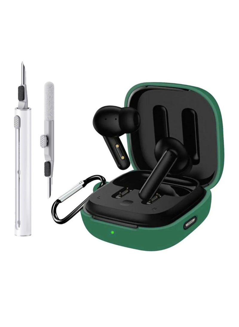 Silicone Protective Case Cover Compatible with QCY T13 ANC Earbudswith Key Chain&Cleaning kit-Green - Image 1