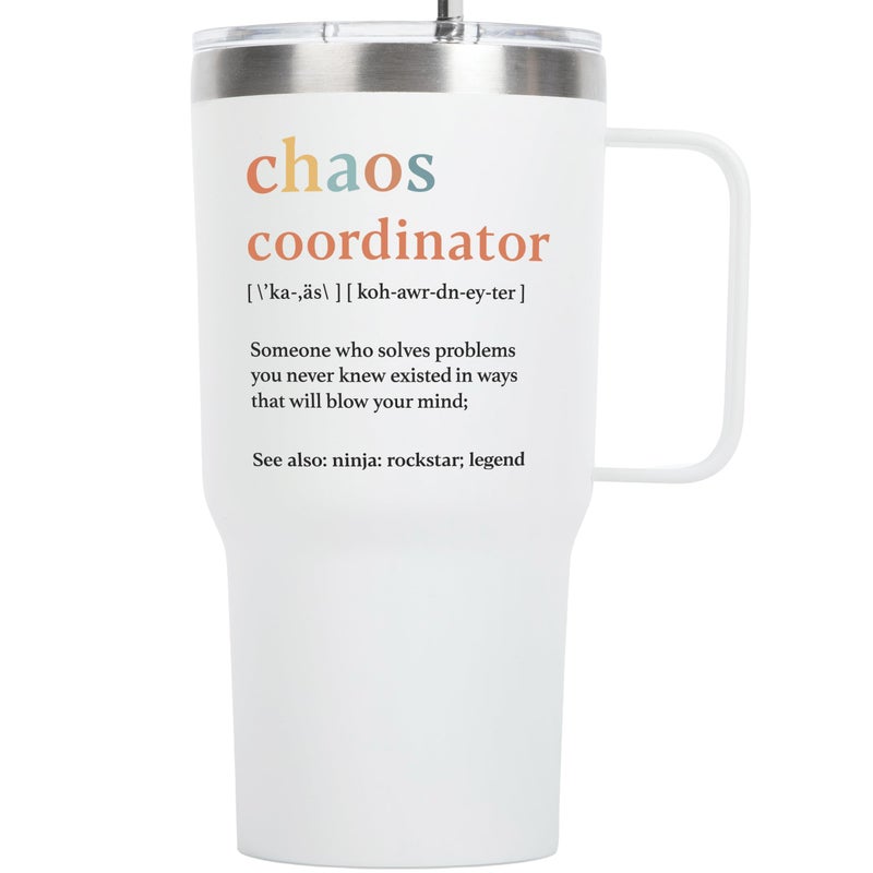 KLUBI Chaos Coordinator Tumbler Mug Gifts 20 Ounce Administrative Professional Day Gifts Teacher Appreciation Gifs for Women Valentines Day Gift for Co Workers Best Boss for Women