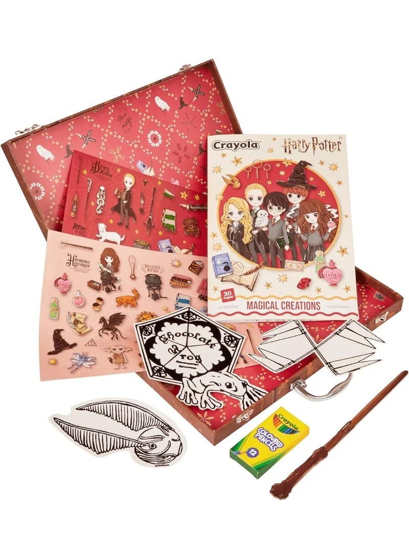 كرايولا CRAYOLA - Harry Potter Magic Briefcase Creative Set with 30 Activity Sheets, Velvet Art, Stickers, Mini Pencils and Magic Wand, for Children from 3 Years