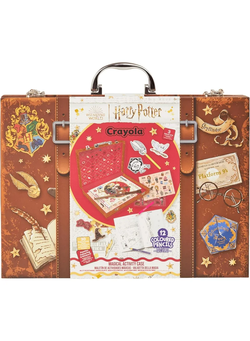 كرايولا CRAYOLA - Harry Potter Magic Briefcase Creative Set with 30 Activity Sheets, Velvet Art, Stickers, Mini Pencils and Magic Wand, for Children from 3 Years