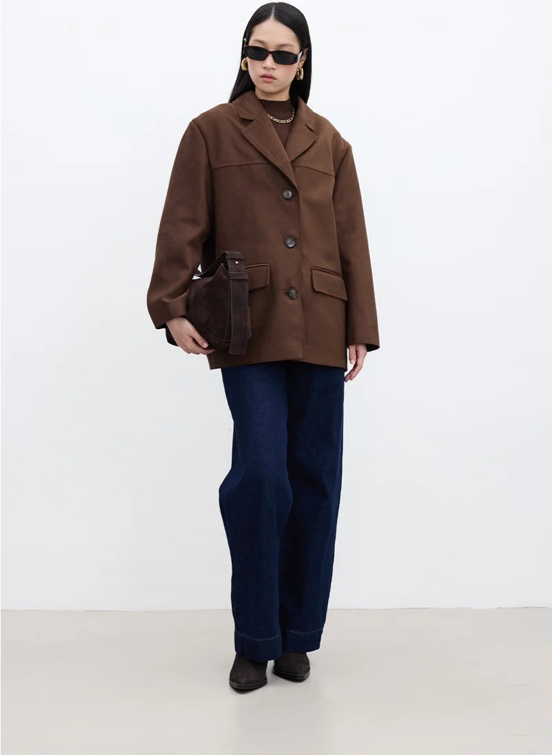 Manuka Faux Suede Classic Jacket Brown