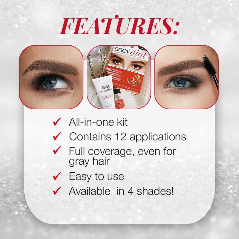 Ardell Brow Tint Kit Dark Brown - Semi-Permanent Eyebrow Dye, Long-Lasting Brow Color with Natural Extracts, Complete Eyebrow Tint Set, 1 Pack - Image 4
