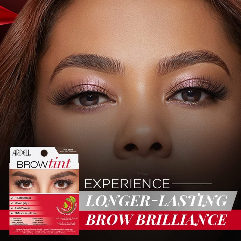 Ardell Brow Tint Kit Dark Brown - Semi-Permanent Eyebrow Dye, Long-Lasting Brow Color with Natural Extracts, Complete Eyebrow Tint Set, 1 Pack - Image 3