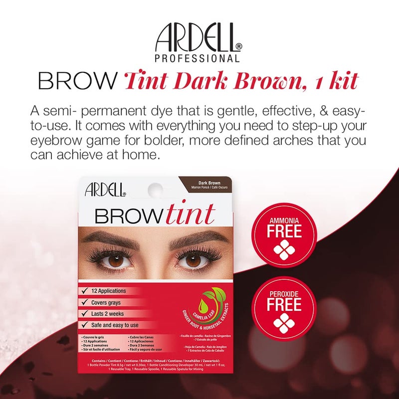 Ardell Brow Tint Kit Dark Brown - Semi-Permanent Eyebrow Dye, Long-Lasting Brow Color with Natural Extracts, Complete Eyebrow Tint Set, 1 Pack - Image 2