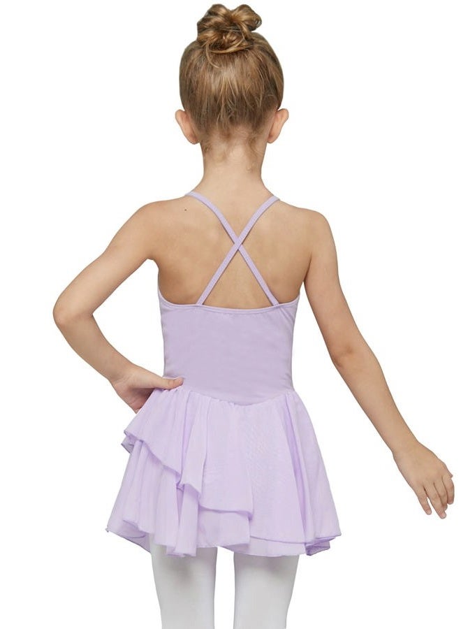 MdnMd Toddler Ballet Leotard for Girls Dance Flutter Sleeve Skirt Ballerina Ballet Dress Outfit, T8 - Purple, 6-8 Years - Image 2