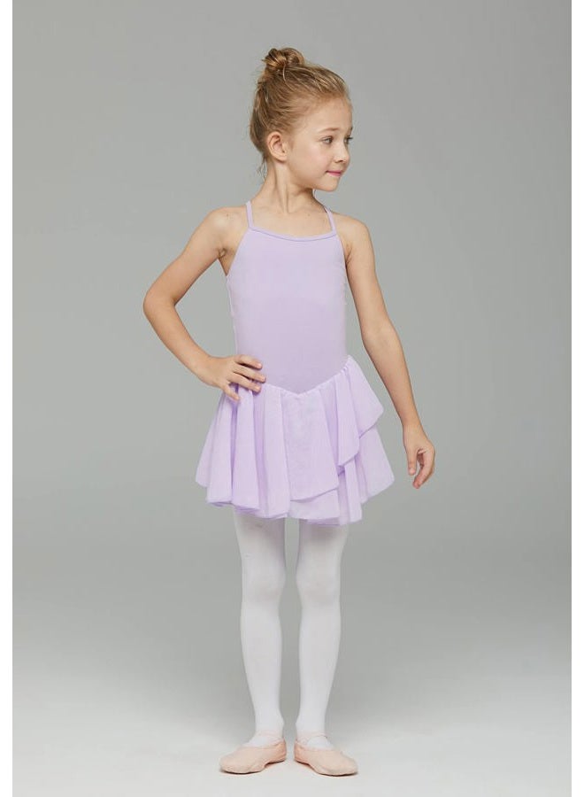 MdnMd Toddler Ballet Leotard for Girls Dance Flutter Sleeve Skirt Ballerina Ballet Dress Outfit, T8 - Purple, 6-8 Years - Image 3