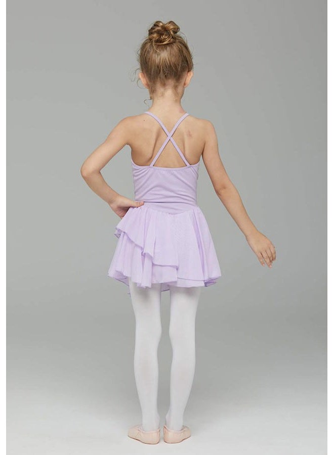 MdnMd Toddler Ballet Leotard for Girls Dance Flutter Sleeve Skirt Ballerina Ballet Dress Outfit, T8 - Purple, 6-8 Years - Image 5