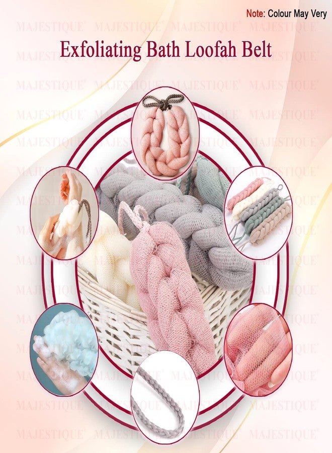 Majestique Bath Shower Mesh Belt, Nature Soft Body Scrubber Exfoliating for Silky Skin, Full Cleanse, Lather Pastel Colors (Color may Vary) - Image 5