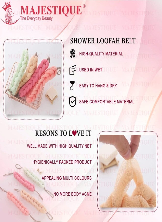 Majestique Bath Shower Mesh Belt, Nature Soft Body Scrubber Exfoliating for Silky Skin, Full Cleanse, Lather Pastel Colors (Color may Vary) - Image 4