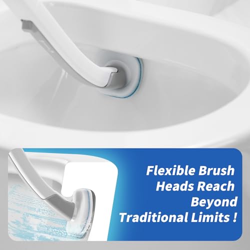 oshang Disposable Toilet Brush 2 Pack- Toilet Bowl Cleaner, Toilet Cleaning Supplies, Toilet Brush with Holder, 28 Refills for Deep Cleaning and Hygienic Bathroom Maintenance - Image 5