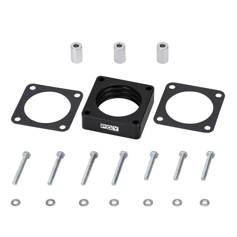 PQY Throttle Body Spacer Compatible with 9106 Jeep Wrangler TJ YJ LJ Cherokee XJ 25L40L Engine Gas MJ wGasket 1 Raise Manifold Carb Black