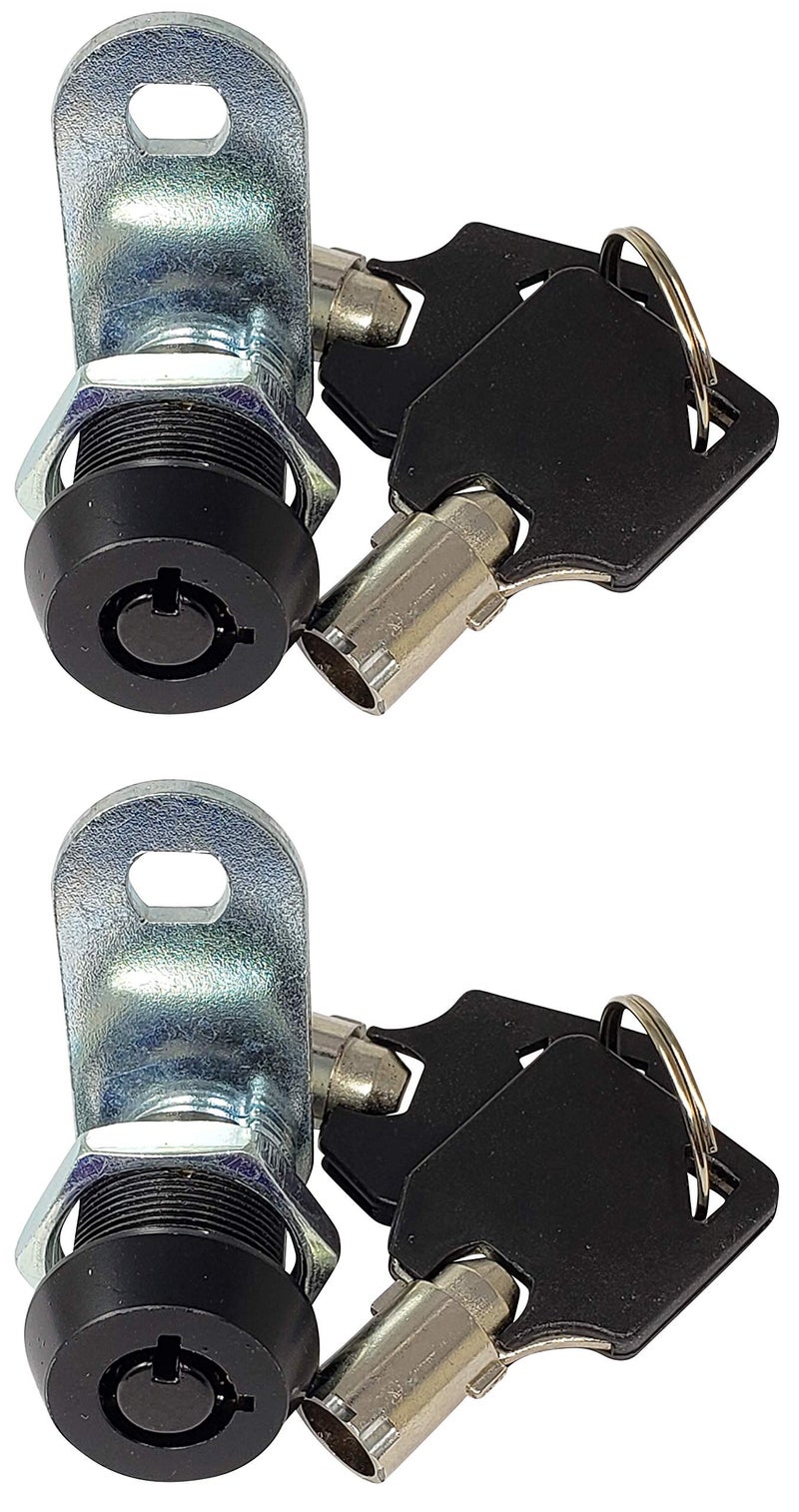 Admiral Locks Tubular Cam Lock, Keyed Alike Removable Key RV Compartment Storage Lock Cabinet Locks (Black Pack of 2, 5/8" 90°) - Image 1