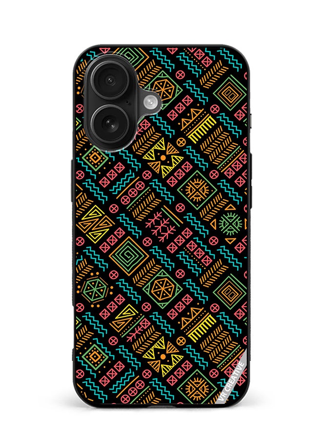 VR CREATIVE Protective Case Cover For Apple iPhone 16 Plus Mayan Patchwork Design Multicolour