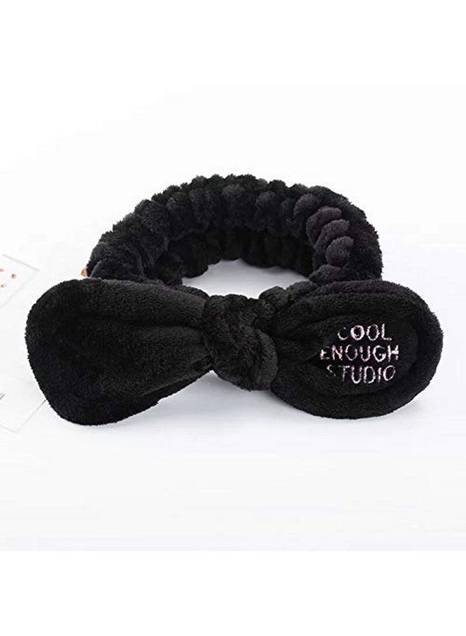 FirstTry First Try Women's Cute Rabbit Bunny Style Headbands, Soft Spa Makeup Fashion Plush Hairband, Cosplay Hair Accessory - Black - Image 1