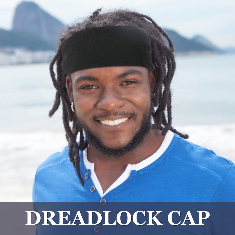 Foaincore 3 Pieces Satin Lined Dread Loc Cap Long Braid Cap Elastic Dreadlock Tube Sock for Full Cover Hair Stocking Night Sleep Bonnet (Navy, Red, Black) - Image 4