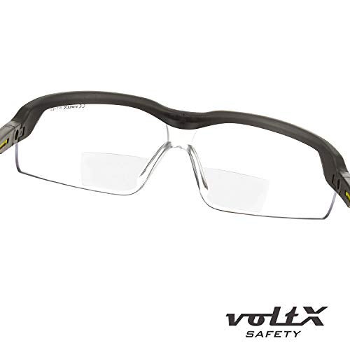 voltX GT ADJUSTABLE Bifocal Reading Safety Glasses (Clear Lens +1.5) ANSI Z87.1+ & CE EN166FT, Anti fog coated UV400 Lens, Scratch resistant, Tilt & length adjustable earstems, clip on safety cord - Image 4