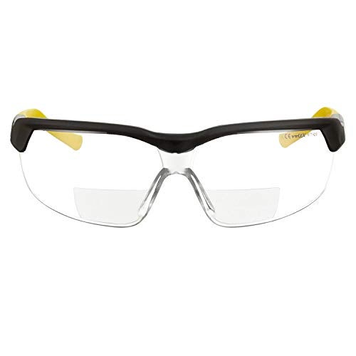 voltX GT ADJUSTABLE Bifocal Reading Safety Glasses (Clear Lens +1.5) ANSI Z87.1+ & CE EN166FT, Anti fog coated UV400 Lens, Scratch resistant, Tilt & length adjustable earstems, clip on safety cord - Image 1