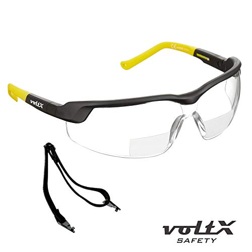 voltX GT ADJUSTABLE Bifocal Reading Safety Glasses (Clear Lens +1.5) ANSI Z87.1+ & CE EN166FT, Anti fog coated UV400 Lens, Scratch resistant, Tilt & length adjustable earstems, clip on safety cord - Image 2