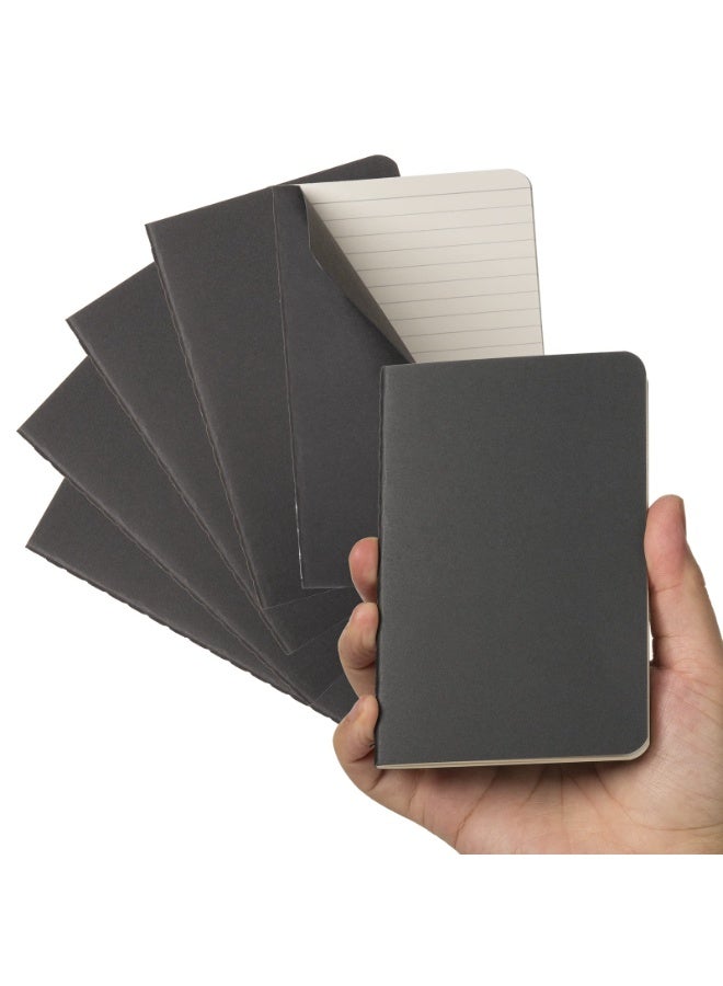 6 PCS Pocket Notebooks - Mini Notepad with Black Cardstock Cover, 30 Ruled Sheets per Pad (9 x 12.5 cm) for Journaling, Travel & Work - Image 1