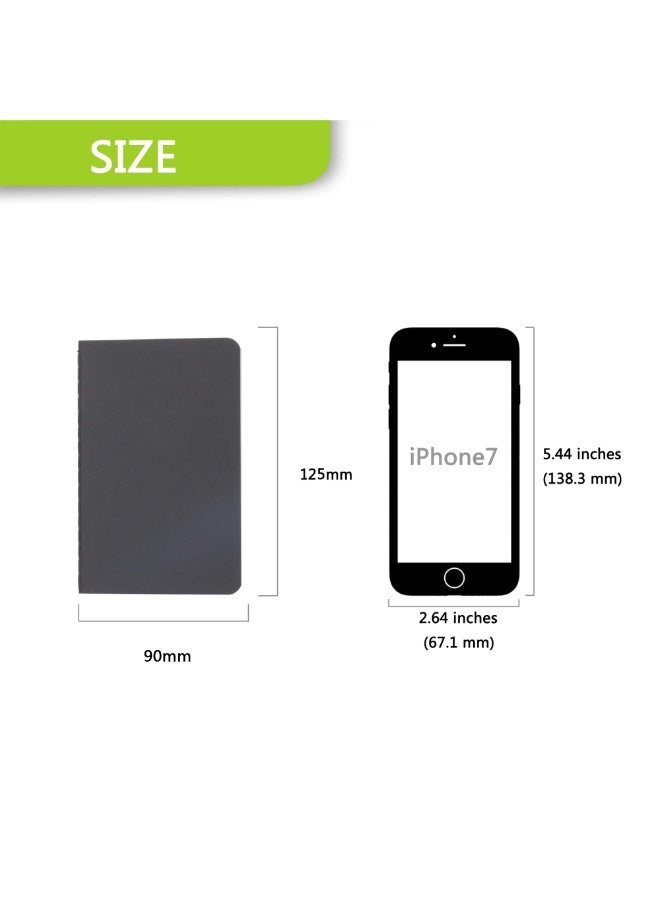 6 PCS Pocket Notebooks - Mini Notepad with Black Cardstock Cover, 30 Ruled Sheets per Pad (9 x 12.5 cm) for Journaling, Travel & Work - Image 3