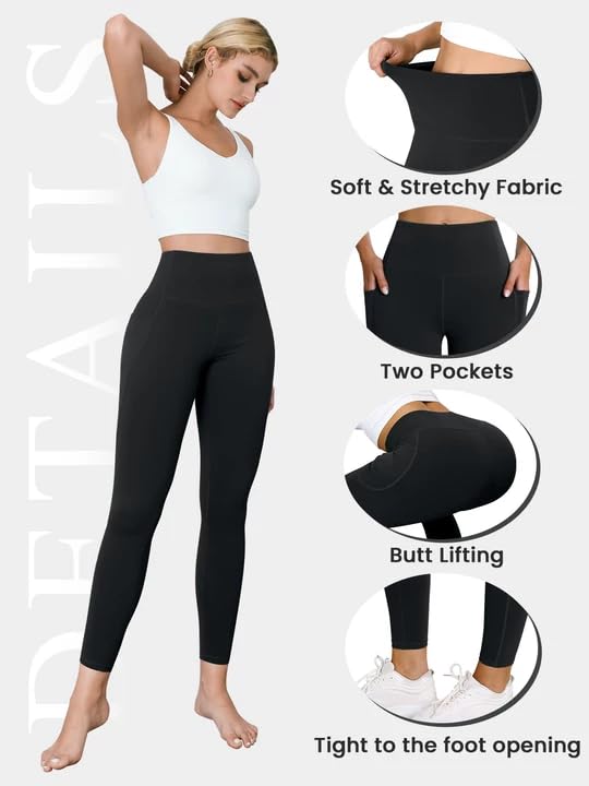 COPYLEAF High Waisted Leggings for Women Workout Butt Lifting Yoga Pants with Pockets Tummy Control Yoga Leggings(Black M) - Image 5