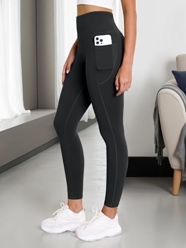 COPYLEAF High Waisted Leggings for Women Workout Butt Lifting Yoga Pants with Pockets Tummy Control Yoga Leggings(Black M) - Image 2