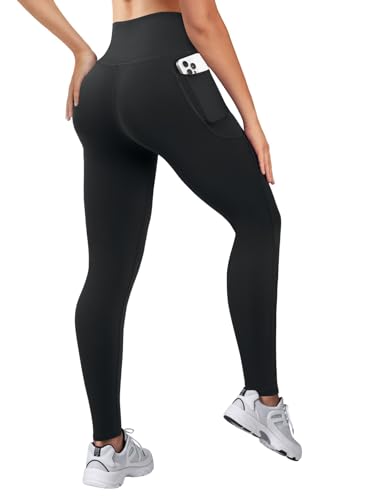 COPYLEAF High Waisted Leggings for Women Workout Butt Lifting Yoga Pants with Pockets Tummy Control Yoga Leggings(Black M) - Image 1