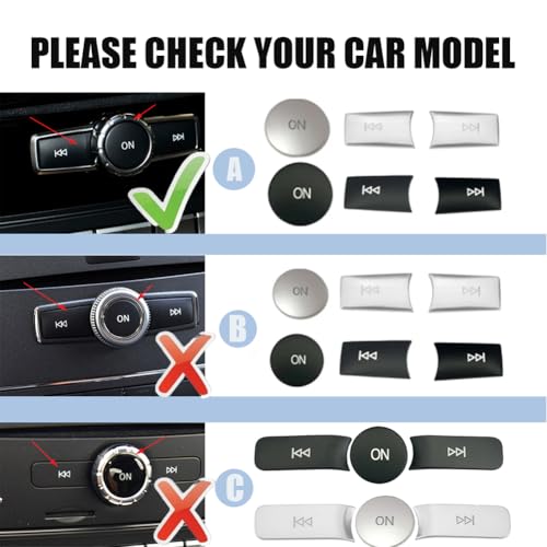 CYCDIY Black Car Volume Button Cover Radio ON Button Cover Trim Sticker Decal Compatible with Mercedes Benz B C E G Class W246 W204 W212 ML W166 CL/SL/CLA/CLS/SLK(Model A) - Image 4