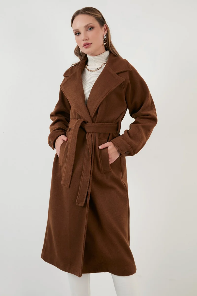 ليلا Oversize Belted Pocketed Winter Coat Women's Coat 42190454
