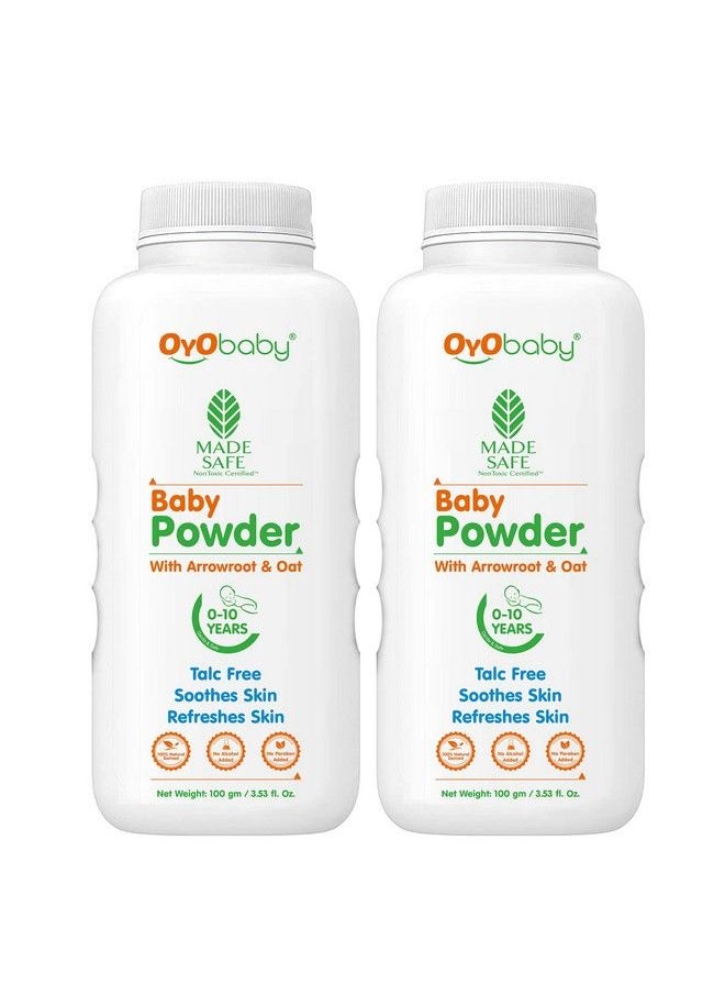 OYO BABY بودرة أطفال خالية من التلك للمواليد الجدد والأطفال 100غ (عبوة من 2)  - Image 2